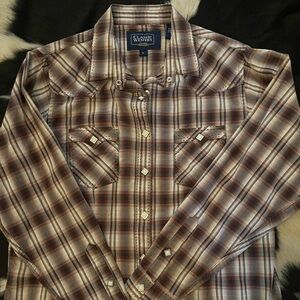 Vintage classic western pearl snap shop size Large